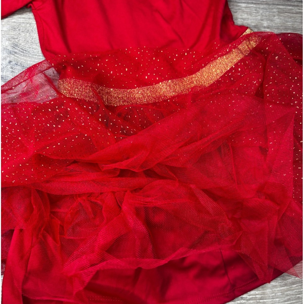 Girls Red Long Sleeve Dress Sequin Glitter Tutu Winter Christmas Holiday‎ Sz 4T - Picture 4 of 5